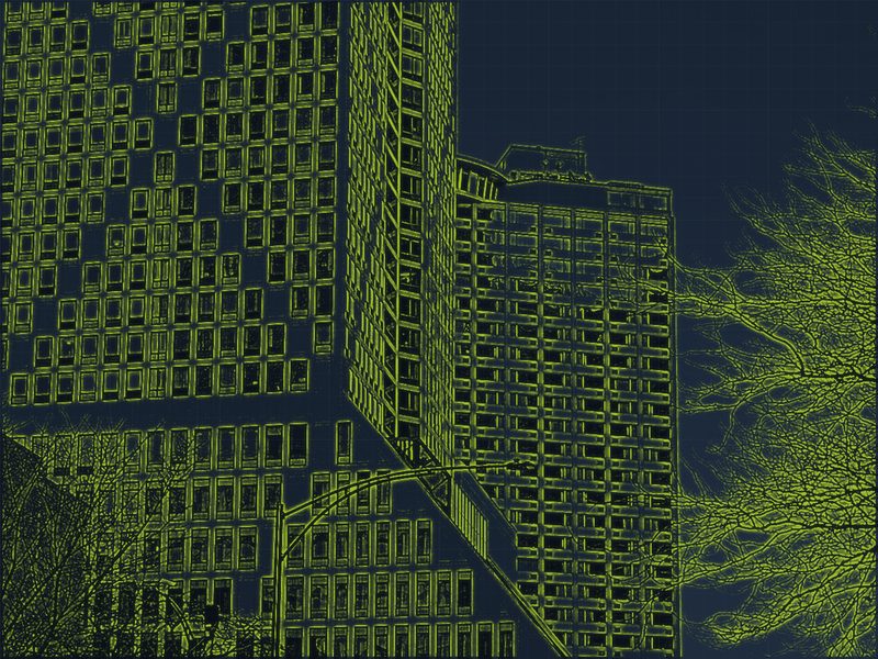 Schematic rendering of a residential tower facade