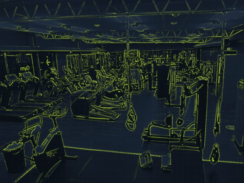 Schematic rendering of a connected fitness floor